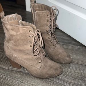 Tan suede booties